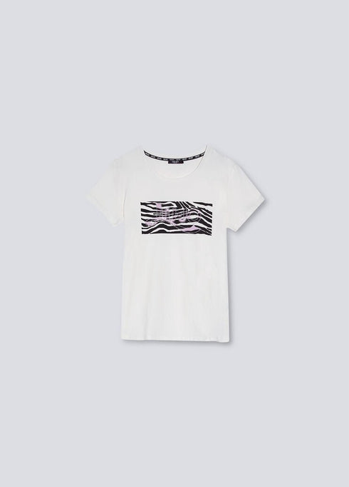 T-shirt Donna con stampa zebrata Bianco LIU JO- Francavilla Moda